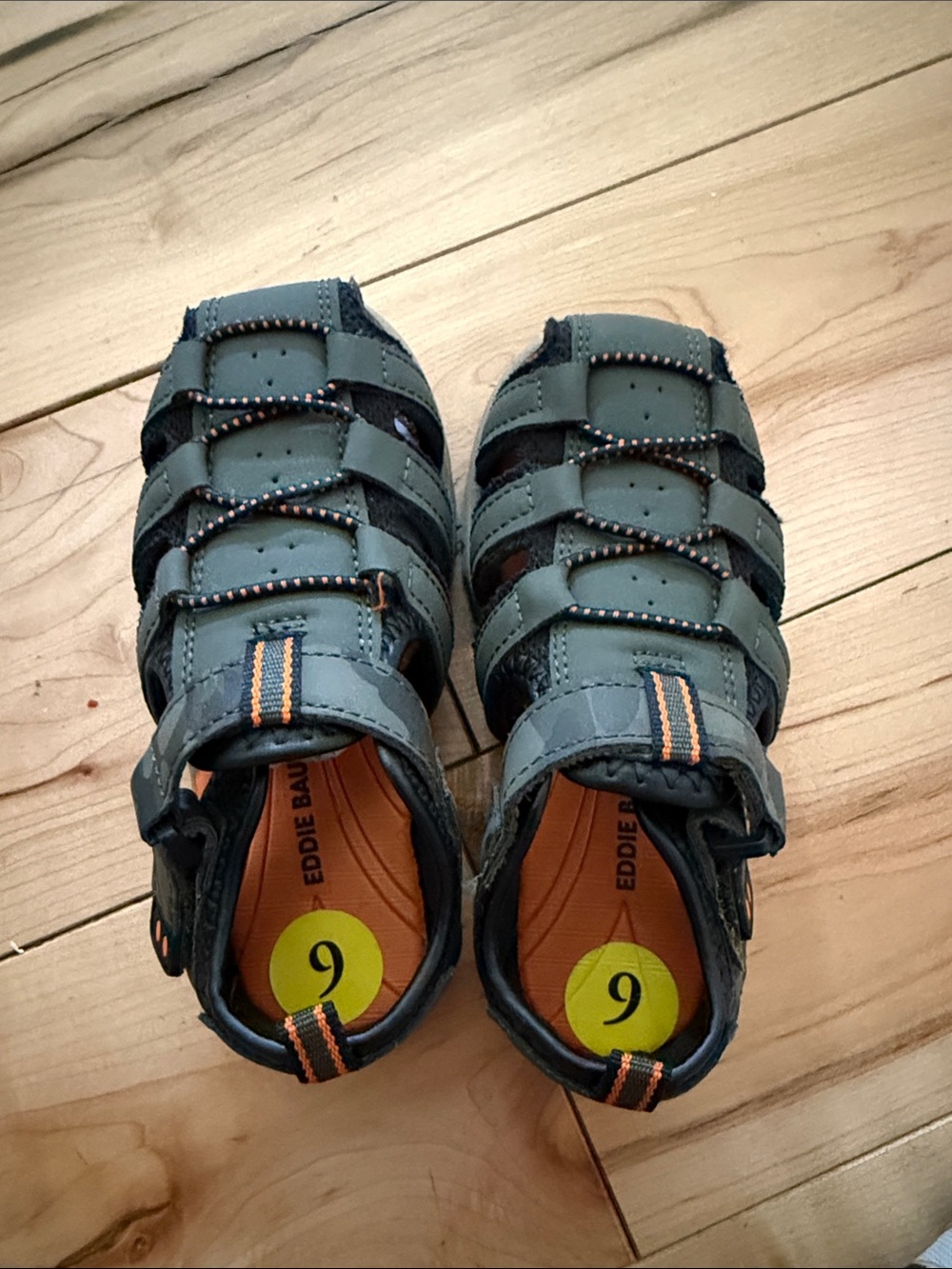 Eddie Bauer Kids dark green Active Closed-Toe Sandals with Orange Accents